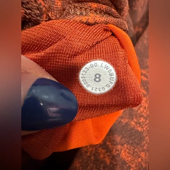 Lululemon Wunder Train High-Rise Crop 23" in Denim Wash Print Autumn Red Black 8 - Picture 2 of 5